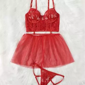 Полный хостинг сексуальное кружевное нижнее белье чистая похоть соблазнение грудь юбка милая девушка три комплекта женщин S