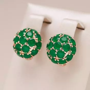 Полный Изумрудно-Зеленый Циркон Сферические Висячие Серьги Роскошные Женские Ювелирные Изделия Для Свадьбы зелёный
