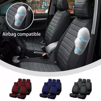 Полный комплект чехлов для автомобильных сидений. Универсальные полиэстеровые износостойкие тканевые защитные чехлы для сидений. Салон автомобиля.