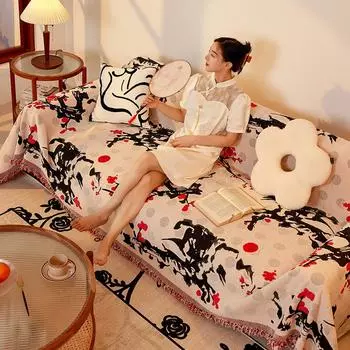 Полный комплект чехлов для дивана, подушки для дивана из красного дерева в средневековом стиле для гостиной, всесезонный чехол для дивана 180*130cm