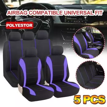 Полный комплект чехлов на автомобильные сиденья подходит для большинства автомобилей, грузовиков, внедорожников или фургонов, устойчив к грязи и истиранию, 100% дышащая полиэфирная ткань Universal