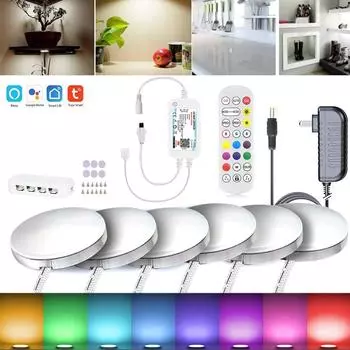 Полный комплект DC12V Tuya Wifi подсветка под шкафом ИК пульт дистанционного управления одноцветная/RGB/CCT светодиодная лампа с регулировкой яркости кухонное освещение домашний декор 2pcs Kit&EU Plug