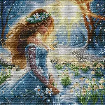 Полный комплект для вышивки крестиком из эко-хлопка 14CT с принтом животных RA700