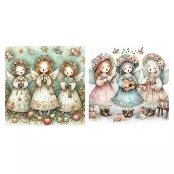 Полный комплект для вышивки крестиком с изображением девочки-ангела из эко-хлопка 11CT 2