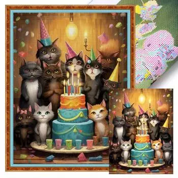 Полный комплект для вышивки крестиком с рисунком кошки из эко-хлопка 11CT 1