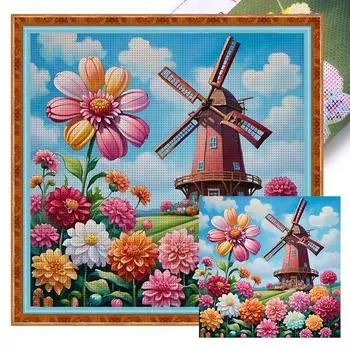 Полный комплект для вышивки крестом из эко-хлопка 11CT Printed Flower Art JL792