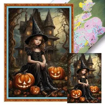 Полный комплект для вышивки крестом из эко-хлопка 11CT с принтом Хэллоуин Арт # 1