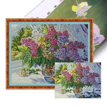 Полный комплект для вышивки крестом из эко-хлопка 14CT Printed Flower Art HA184