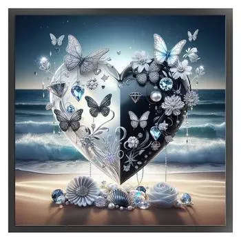 Полный комплект для вышивки крестом из эко-хлопка 11CT Printed Beach Heart Art 2