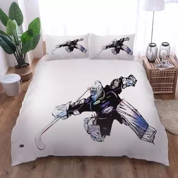 Полный комплект королевской кровати 3D спортивные шайбы пододеяльник покрывало 3 предмета узор пододеяльник комплект постельного белья для взрослых детей комплект постельного белья W90xL190cm