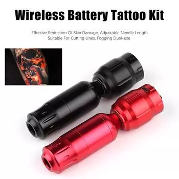 Полный комплект тату-машины, беспроводной источник питания для татуировки, аккумулятор 1500 мАч для картриджа, иглы для татуировки, набор вращающихся ручек для татуировки чёрный