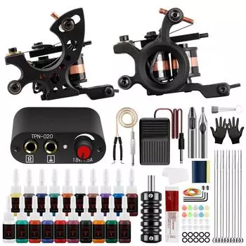 Полный комплект тату-машины PHOENIXY с ручками и чернилами, набор для перманентного макияжа, ручки, инструменты для татуировки, боди-арта set 03