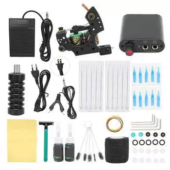 Полный комплект тату-машины, профессиональные катушки для татуировки, комплект машин для макияжа, татуировки 90-265 В EU Plug