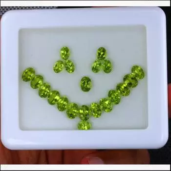 Полный комплект ювелирных изделий из 21 шт., натуральный зеленый перидот, граненый драгоценный камень, комбинированная партия, комплект из драгоценных камней с перидотом высшего качества 6x4 MM Stone Set