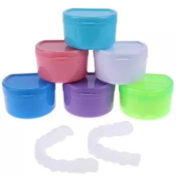 Полный контейнер для замачивания съемных протезов, контейнер для протезов, ванна для зубных протезов фиолетовый