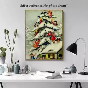 Полный круглый 5D Алмазная картина Природа Пейзаж 5D DIY Алмазная вышивка Мозаика Наборы Зимний домашний декор Подарок 15x20CM