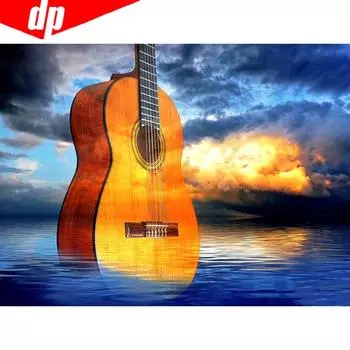 Полный круглый 5d Алмазная картина Скрипка Алмазная мозаика Пейзаж Алмазная вышивка 20X30