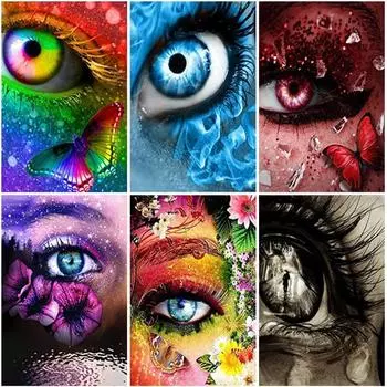 Полный круглый 5D Алмазная вышивка глаза комплект для вышивки крестом Алмазная картина животное бабочка мозаика ремесла домашний декор Full Round 15x20CM