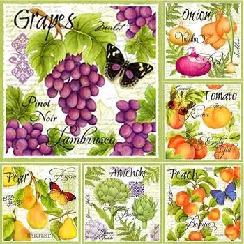 Полный круглый 5D Diy Алмазная картина фрукты вышивка крестиком Алмазная вышивка Кухня украшения ручной работы настенные художественные фотографии Full Round 20x20CM