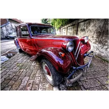 Полный круглый 5D Diy Алмазная картина Уличный автомобиль Вышивка Крестом Домашний декор Ручной подарок 25x30cm