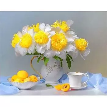 Полный круглый 5D Diy Алмазная картина Желтый цветок Вышивка крестиком Домашний декор Подарок ручной работы 25x30cm