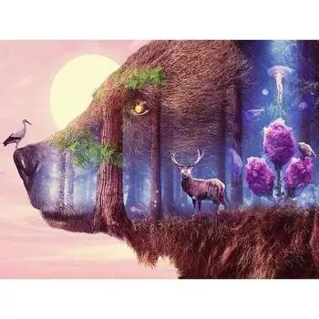 Полный круглый 5D DIY Алмазная картина Животное Аннотация Пейзаж Волк Алмазная вышивка 20X30CM