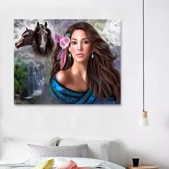 Полный круглый 5D DIY Алмазная вышивка Красота и лошадь Алмазная картина Вышивка крестом Горный хрусталь 20X30CM
