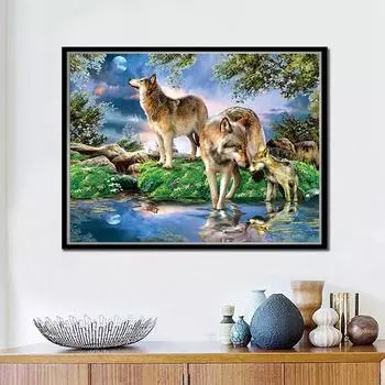 Полный круглый алмаз DIY Алмазная картина волки вышивка крестом горный хрусталь мозаика домашний декор 20X30CM