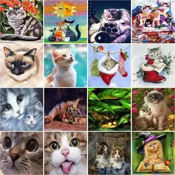Полный круглый алмаз картина 5D милый кот Алмазная вышивка животное ручной работы украшение дома подарок Full Round 20x30CM