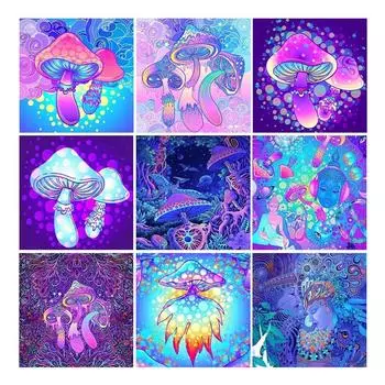 Полный круглый алмаз картина абстрактный гриб вышивка крестиком Алмазная вышивка пейзаж настенная картина украшение дома Full Round 20x20CM