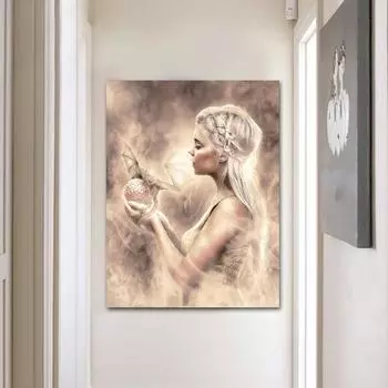 Полный круглый алмаз картина ангелы и драконы DIY Алмазная вышивка девушка вышивка крестиком домашний декор 20X30CM