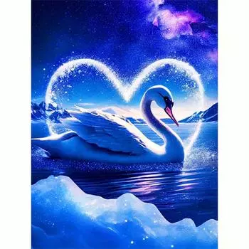Полный круглый алмаз картина Лебедь вышивка крестиком Алмазная вышивка животные стразы фотографии ремесла 30x40 см/12x16 дюймов 30x40cm NO Frame