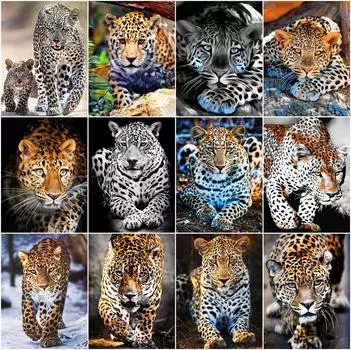 Полный круглый алмаз картина Леопард вышивка крестиком наборы мозаики животные 5D Diy Алмазная вышивка картина украшение дома Full Round 20x30CM