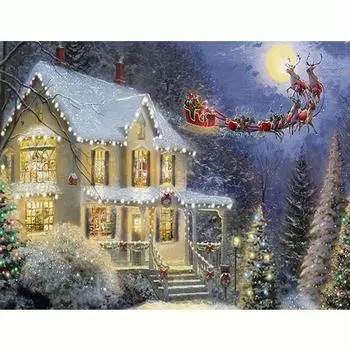 Полный круглый алмаз картина Рождественский подарок DIY Вышивка Дети Алмазная мозаика Декор комнаты 30x40 см/12x16 дюймов 30x40cm NO Frame