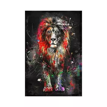 Полный круглый алмаз картина животное искусство Лев 5D Алмазная вышивка мозаика вышивка крестом домашний декор подарок на день Святого Валентина 30*40cm оранжевый