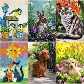 Полный круглый алмаз картина животное собака кошка Алмазная вышивка крестиком мозаика птица рукоделие домашний декор Full Round 20x30CM