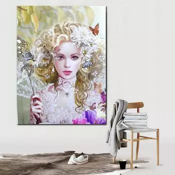 Полный круглый алмаз вышивка девушка и бабочка 5D DIY алмазная живопись вышивка крестом горный хрусталь 20X30CM