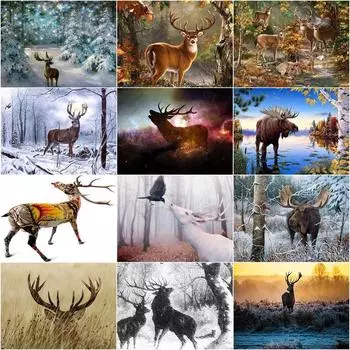 Полный круглый алмаз вышивка горный лось Алмазная живопись животных мозаика ручной работы олень украшение дома подарок Full Round 20x30CM