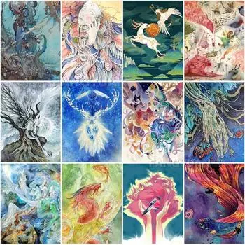 Полный круглый алмаз вышивка комиксы животные Diy 5D алмазная живопись мультфильм абстрактный портрет горный хрусталь настенный художественный постер Full Round 20x30CM