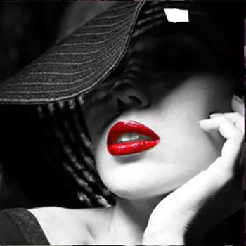 Полный круглый алмаз вышивка крестиком Красные губы Леди Алмазная картина 20X30CM