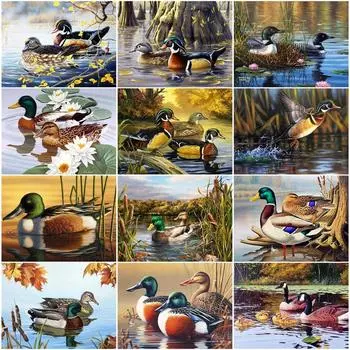Полный круглый алмаз вышивка животных 5D горный хрусталь мозаика утка алмазная живопись домашний декор Full Round 20x30CM