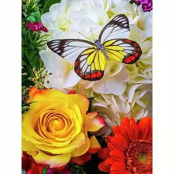 Полный круглый алмаз живопись бабочка цветок 5D DIY мозаика комплект для вышивания животных украшение гостиной 30x40 см/12x16 дюймов 30x40cm NO Frame