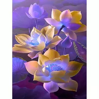 Полный круглый алмаз живопись цветок лотоса Алмазная вышивка ремесла горный хрусталь картины DIY подарок Настенный декор 30x40 см/12x16 дюймов 30x40cm NO Frame