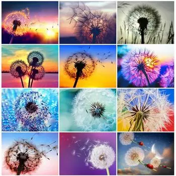 Полный круглый алмаз живопись цветы фотографии стразами Алмазная вышивка продажа одуванчик DIY мозаика стены искусства Full Round 20x30CM