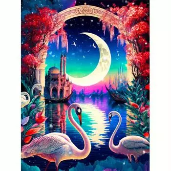 Полный круглый алмаз живопись Лебедь 5D DIY Art Kit Алмазная вышивка мозаика животное украшение дома 30x40 см/12x16 дюймов 30x40cm NO Frame