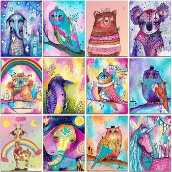Полный круглый алмаз живопись мультфильм абстрактные животные Сова Жираф Слон 5D Алмазная мозаика вышивка крестиком домашний декор Full Round 20x30CM