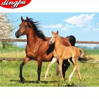 Полный круглый Алмазная картина 5D Лошадь Алмазная вышивка Крест Стежок Главная Украшение 20X30CM