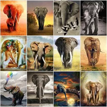 Полный круглый Алмазная мозаика ручной работы Слон Алмазная вышивка Животные Художественная роспись Ремесла Рукоделие Домашнее украшение Full Round 20x30CM