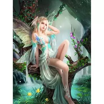Полный круглый Алмазная вышивка Бабочка Эльфы Комплект Алмазная картина Мозаика Животное Подарок ручной работы Full Round 20x25CM