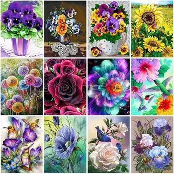 Полный круглый алмазная живопись из смолы, цветок, 5D DIY, алмазная вышивка, пейзаж, вышивка крестом, картина со стразами, настенное искусство Full Round 20x30CM